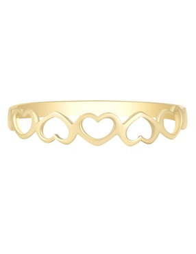 Anillo de corazón Cristal Joyas 14 k de oro amarillo brillante
