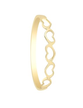 Anillo de corazón Cristal Joyas 14 k de oro amarillo brillante