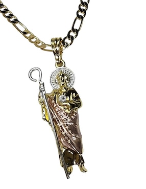Collar con dije San Judas Tadeo Limerence By Claudia Herrera de oro laminado 14 K