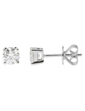 Broqueles redondos Smiling Rocks Essential de oro blanco 14 K con acabado espejo diamante de laboratorio