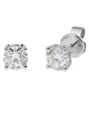 Broqueles redondos Smiling Rocks Essential de oro blanco 14 K con acabado espejo diamante de laboratorio