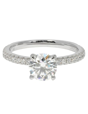 Solitario de oro blanco 14 k Smiling Rocks Pave Petite