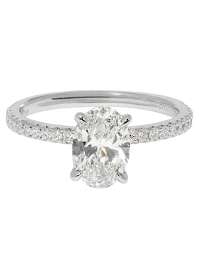 Solitario de oro blanco 14 k Smiling Rocks Pave Petite