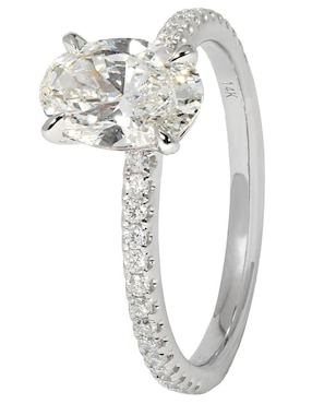 Solitario de oro blanco 14 k Smiling Rocks Pave Petite
