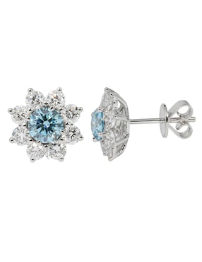 Broqueles de flor Smiling Rocks Flora de oro blanco 14 K con acabado espejo diamante de laboratorio