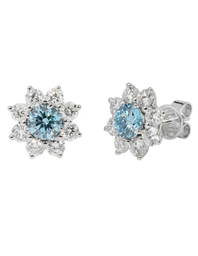 Broqueles de flor Smiling Rocks Flora de oro blanco 14 K con acabado espejo diamante de laboratorio