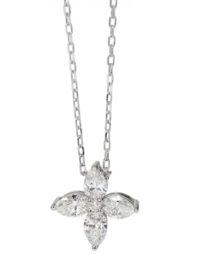 Collar con dije de flor Smiling Rocks Flora de oro blanco 14 K