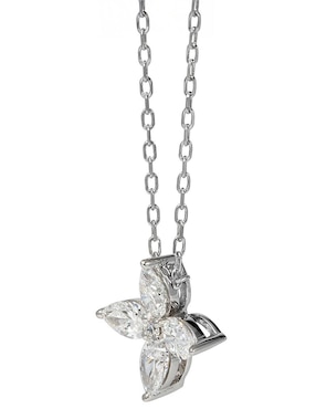 Collar con dije de flor Smiling Rocks Flora de oro blanco 14 K
