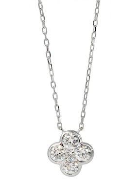 Collar con dije de flor Smiling Rocks Flora de oro blanco 14 K