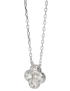 Collar con dije de flor Smiling Rocks Flora de oro blanco 14 K