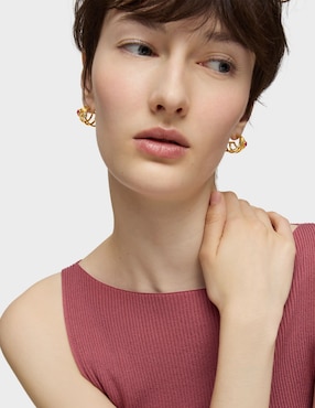 Aretes cortos de oso Tous Icon Color Lgg de plata P925 con acabado brillante rubí y espinela