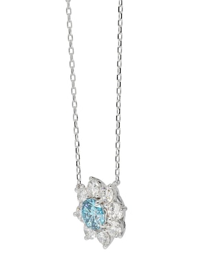 Collar con dije de flor Smiling Rocks Flora de oro blanco 14 K