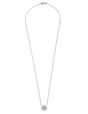 Collar con dije de flor Smiling Rocks Flora de oro blanco 14 K