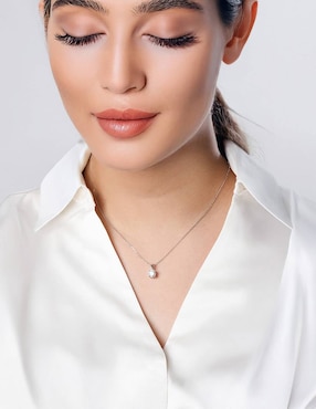 Collar con dije Smiling Rocks Essential de oro blanco 14 K