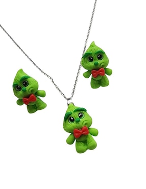 Aretes y collar Limerence by Claudia Herrera Grinch Navidad de plata P925
