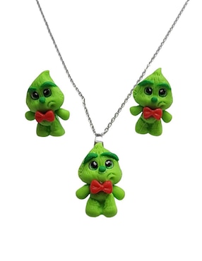 Aretes y collar Limerence by Claudia Herrera Grinch Navidad de plata P925