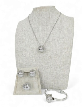 Collar, aretes, pulsera y anillo de concha Og