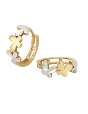 Aretes huggies de mariposa Cristal Joyas de oro 14 K