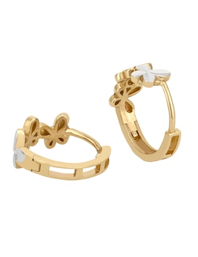Aretes huggies de mariposa Cristal Joyas de oro 14 K