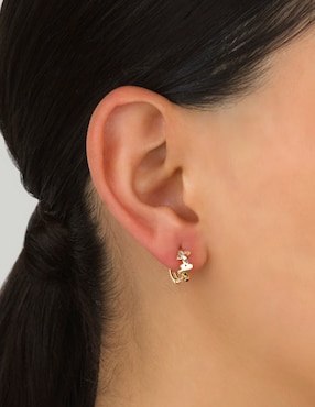Aretes huggies de mariposa Cristal Joyas de oro 14 K