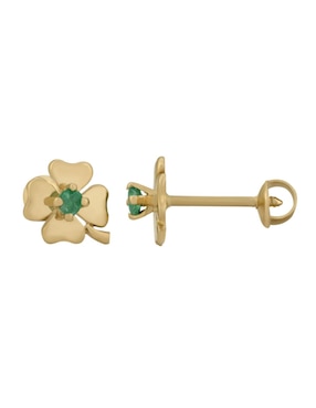 Broqueles de trébol Cristal Joyas de oro amarillo 14 k esmeralda