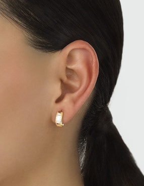 Aretes huggies redonda Cristal Joyas de oro florentino 14 K