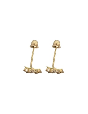 Broqueles de cruz Mardia de oro 14 k con acabado pavé zirconia