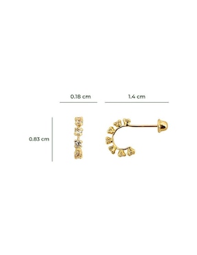 Broqueles Punto Metálico de oro amarillo 10 k con acabado pavé zirconia