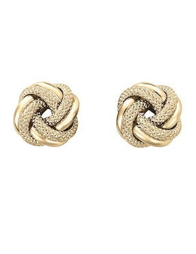 Broqueles de nudo Cristal Joyas de oro amarillo 14 k con acabado pulido
