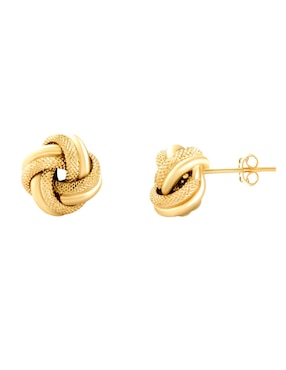 Broqueles de nudo Cristal Joyas de oro amarillo 14 k con acabado pulido