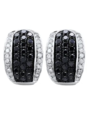 Aretes huggies Cristal Joyas de oro blanco 14 k con acabado pulido diamante