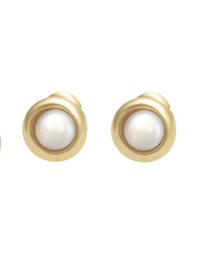 Broqueles circulares Cristal Joyas de oro amarillo 14 K con acabado pulido perla