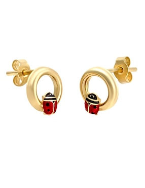 Broqueles de catarina Cristal Joyas de oro amarillo 14 k con acabado pulido