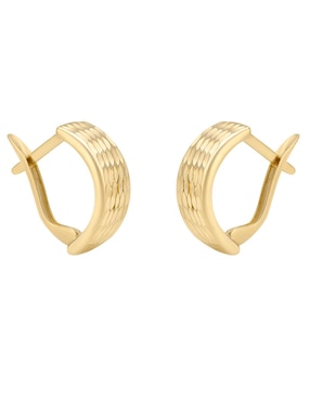 Aretes huggies Cristal Joyas de oro amarillo 14 k con acabado pulido