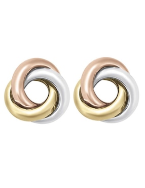 Broqueles de nudo Cristal Joyas de oro florentino 14 k con acabado pulido