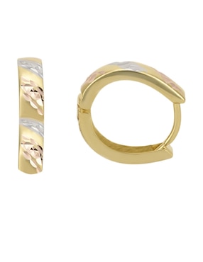 Aretes redondos Cristal Joyas de oro florentino 14 K con acabado pulido