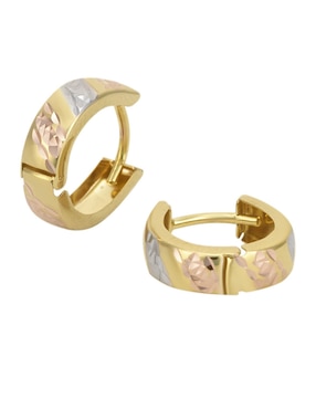 Aretes redondos Cristal Joyas de oro florentino 14 K con acabado pulido