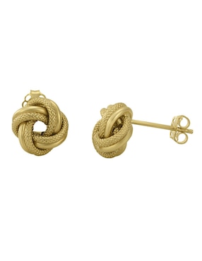 Broqueles de nudo Cristal Joyas de oro amarillo 14 k con acabado pulido