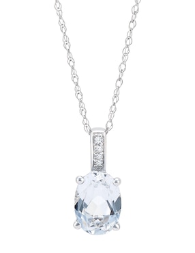 Collar con dije ovalado Cristal Joyas de oro blanco 14 K
