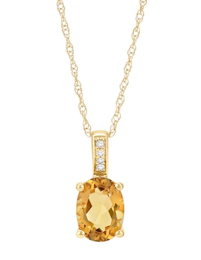 Collar con dije ovalado Cristal Joyas de oro amarillo 14 K