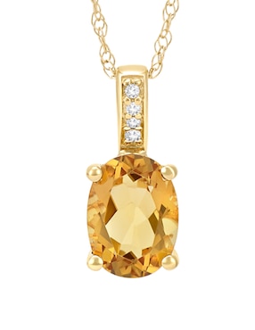 Collar con dije ovalado Cristal Joyas de oro amarillo 14 K