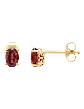 Broqueles ovalados Cristal Joyas de oro amarillo 14 K granate