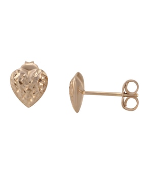 Broqueles de corazón Cristal Joyas de oro rosa 14 K con acabado pulido