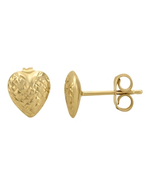Broqueles de corazón Cristal Joyas de oro amarillo 14 K con acabado pulido
