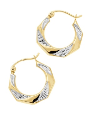 Arracadas hexagonales Cristal Joyas de oro 14 K con acabado pulido
