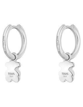 Aretes de aro de oso Oso Tous de plata P 925 con acabado brillante
