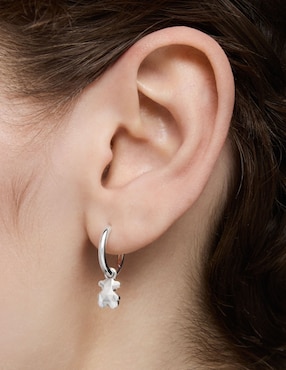 Aretes de aro de oso Oso Tous de plata P 925 con acabado brillante