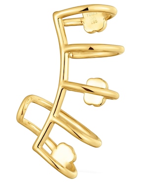 Arete ear cuff de oso Tous Icon Color LGG de plata P 925 con acabado baño de oro rubí y zafiro