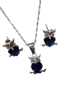 Aretes y collar de búho Limerence by Claudia Herrera Ave Nocturna de plata P 925 zirconia