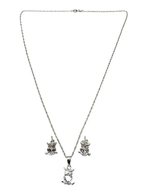 Aretes y collar de búho Limerence by Claudia Herrera Ave Nocturna de plata P 925 zirconia